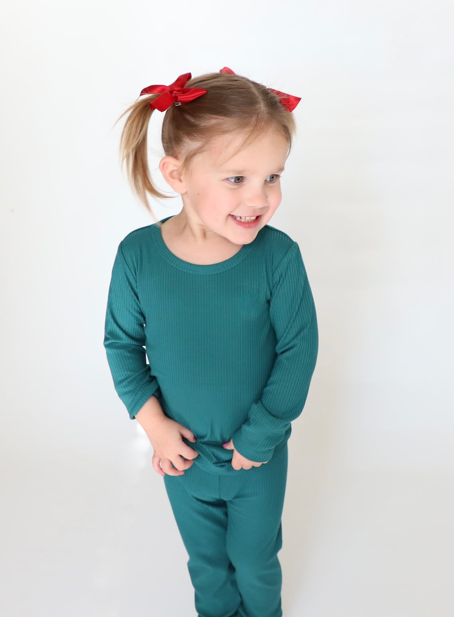 EVERGREEN RIBBED TWO-PIECE SET